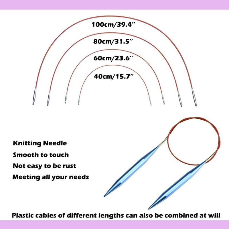 Yarniss 13 Pair Circular Knitting Needle Set 3.0~10.0mm, Interchangeable Aluminum Knitting Needles with Case - Image 5